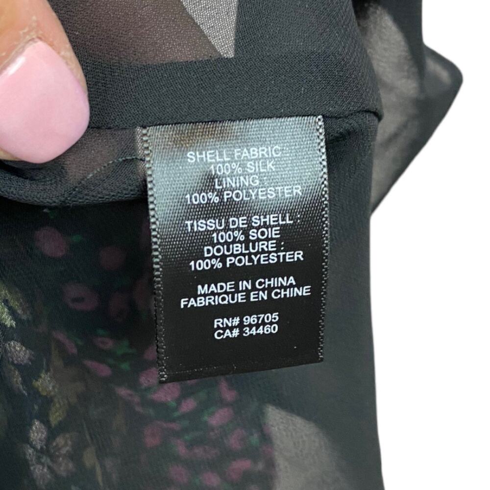 Rebecca Taylor 100% Silk Black with Floral Print Sleeveless Louisa Dress Small - Picture 6 of 10